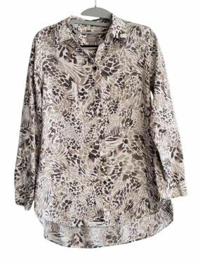 Chico's Animal Print Top Small Size 0 Neutral Preppy Business Casual